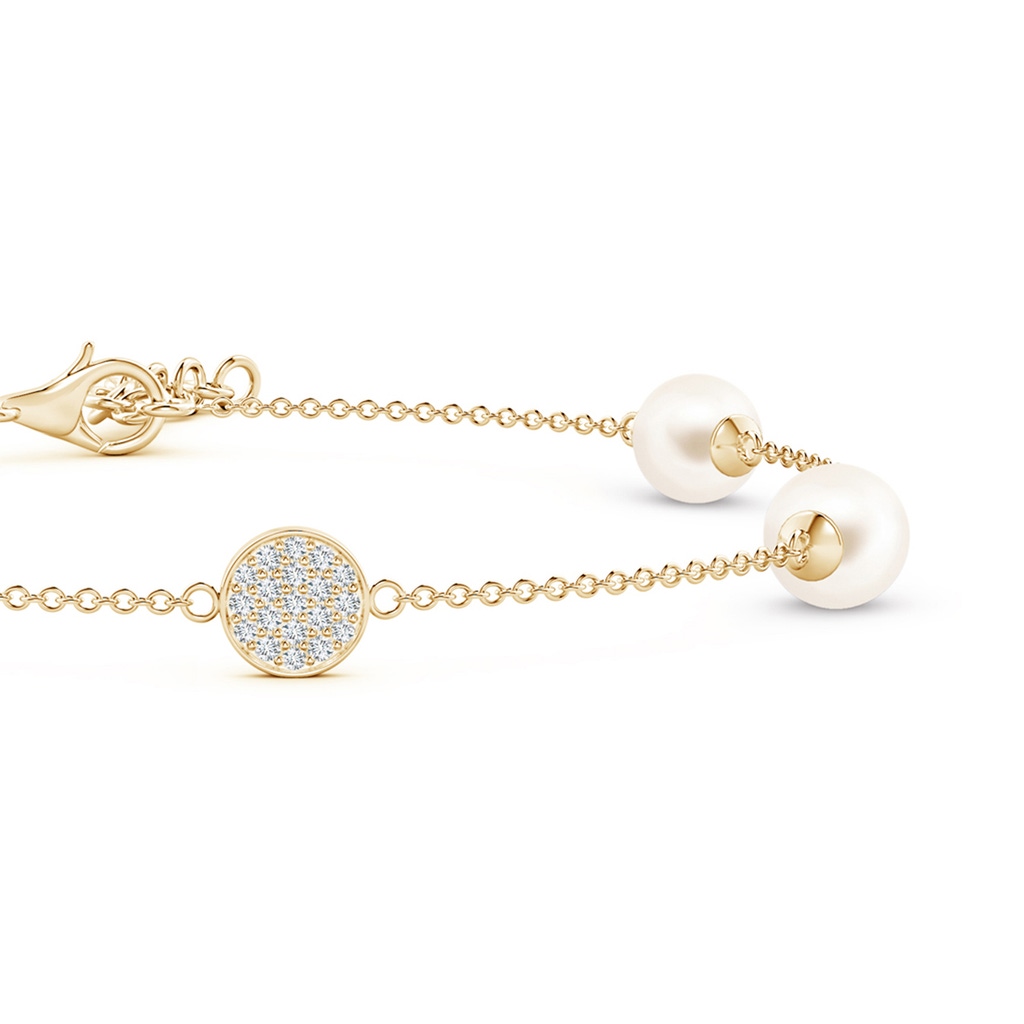 6mm AAA Freshwater Pearl Bracelet with Diamond Disc in Yellow Gold - side 1