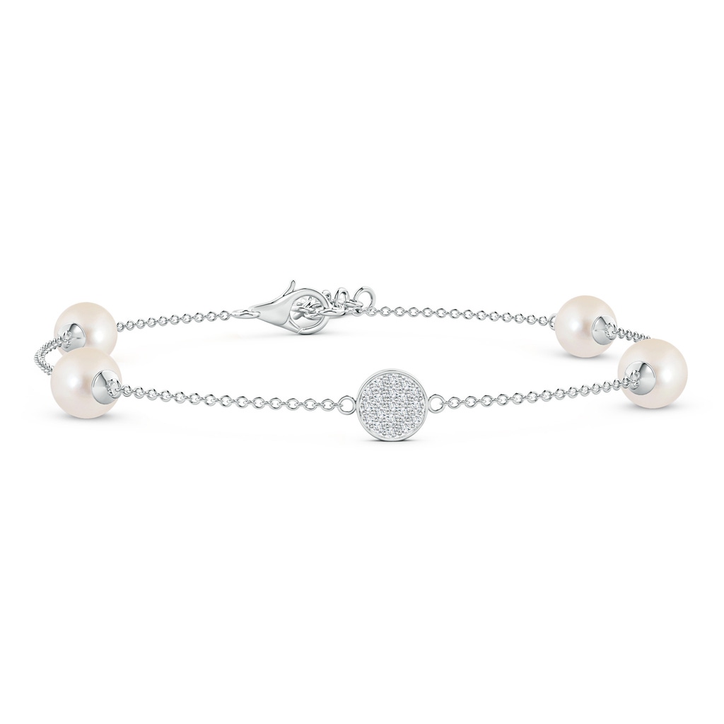 6mm AAAA Freshwater Pearl Bracelet with Diamond Disc in White Gold