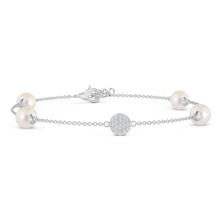6mm AAAA Freshwater Pearl Bracelet with Diamond Disc in White Gold