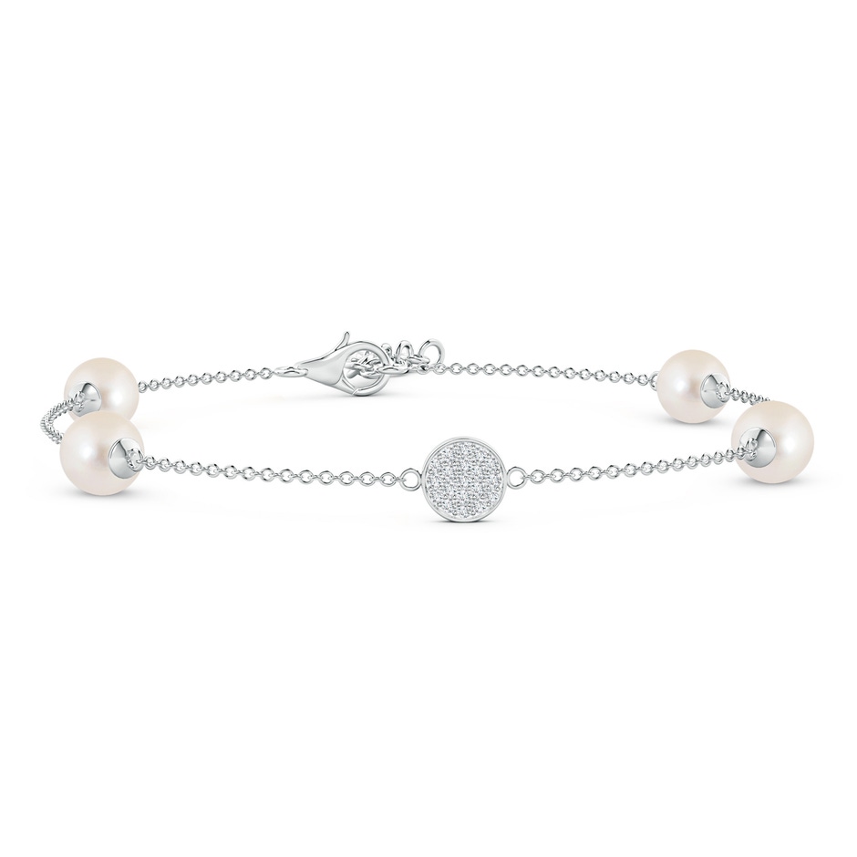 6mm AAAA Freshwater Pearl Bracelet with Diamond Disc in White Gold 