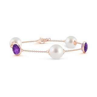 10mm AAA South Sea Pearl & Oval Amethyst Bracelet in Rose Gold