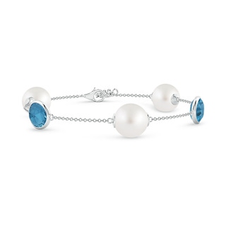 10mm AA South Sea Pearl & Oval London Blue Topaz Bracelet in White Gold
