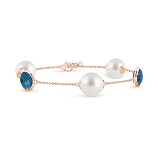 10mm AAA South Sea Pearl & Oval London Blue Topaz Bracelet in Rose Gold