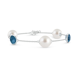 10mm AAA South Sea Pearl & Oval London Blue Topaz Bracelet in White Gold