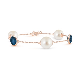10mm AAAA South Sea Pearl & Oval London Blue Topaz Bracelet in Rose Gold