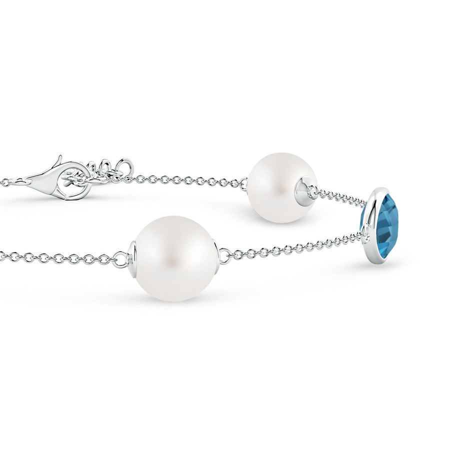 8mm AA South Sea Pearl & Oval London Blue Topaz Bracelet in White Gold side 1