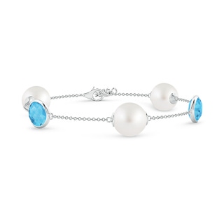 10mm AA South Sea Pearl & Oval Swiss Blue Topaz Bracelet in White Gold