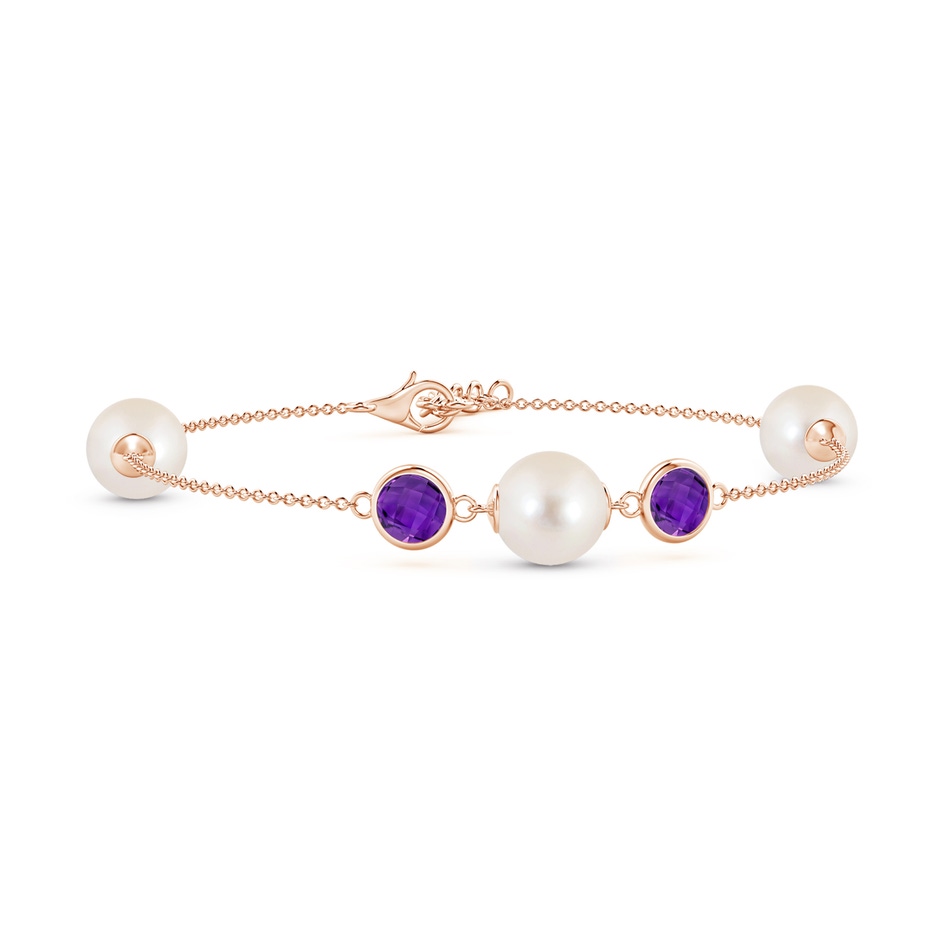 8mm AAAA Freshwater Pearl and Amethyst Bracelet in Rose Gold 