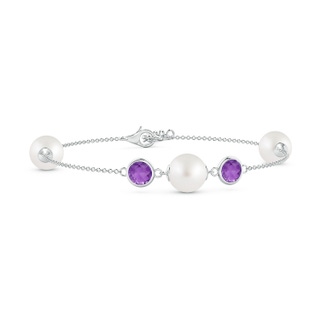 8mm AA South Sea Pearl and Amethyst Bracelet in White Gold