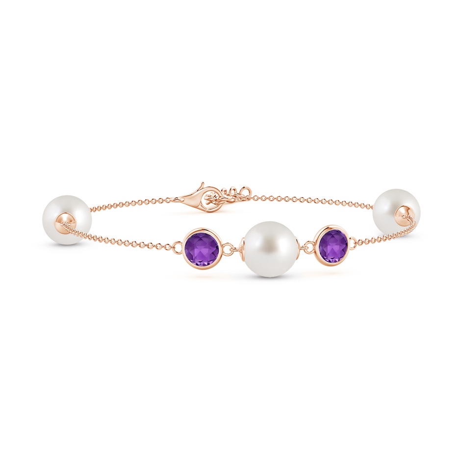 8mm AAA South Sea Pearl and Amethyst Bracelet in Rose Gold 