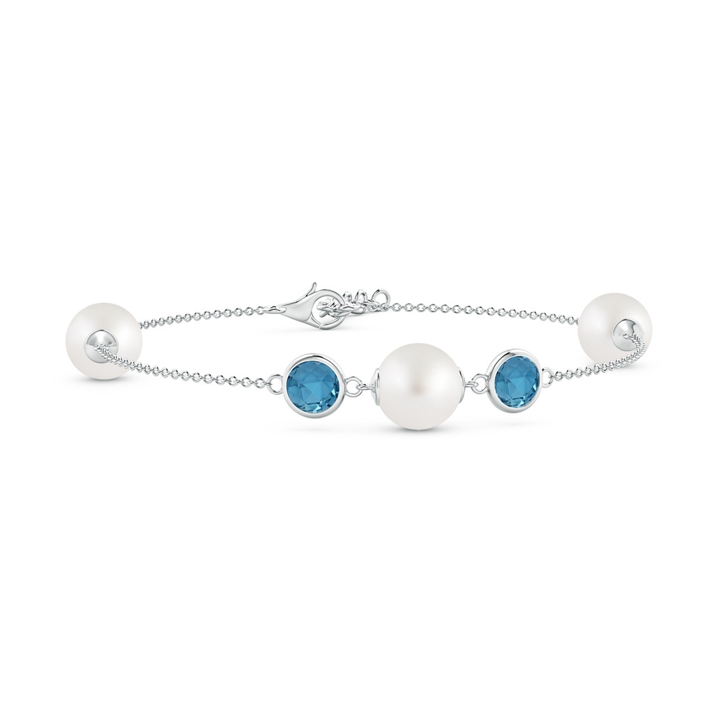 8mm AA South Sea Pearl and London Blue Topaz Bracelet in White Gold 