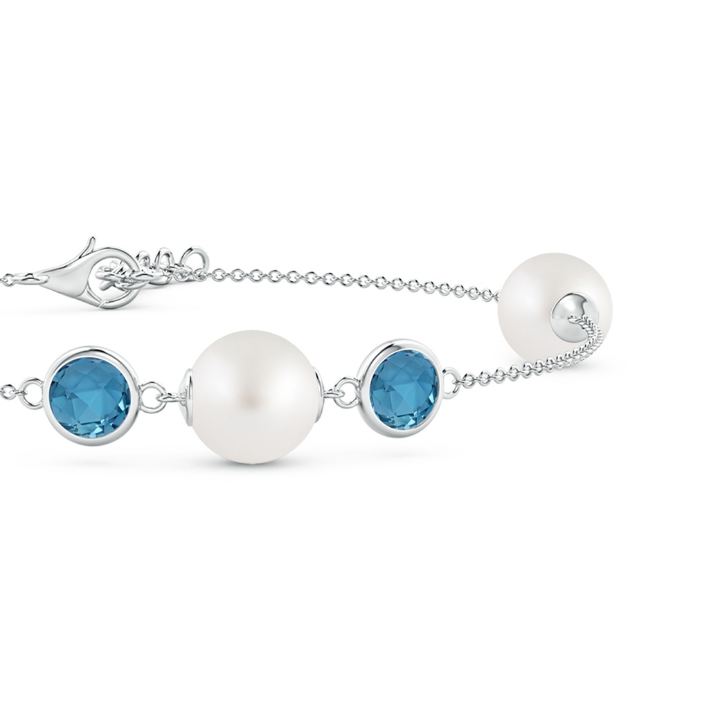 8mm AA South Sea Pearl and London Blue Topaz Bracelet in White Gold Side 1