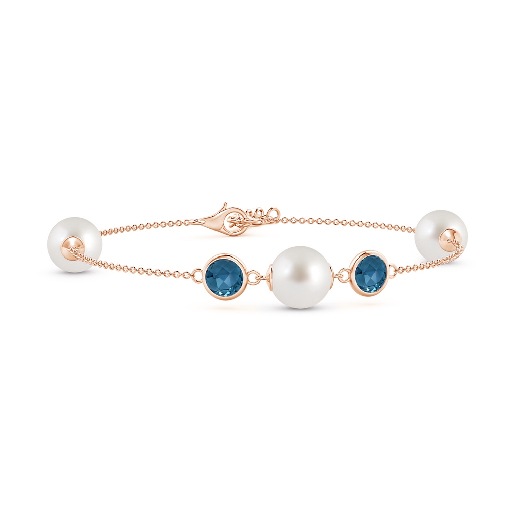 8mm AAA South Sea Pearl and London Blue Topaz Bracelet in Rose Gold