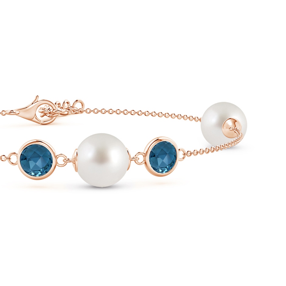 8mm AAA South Sea Pearl and London Blue Topaz Bracelet in Rose Gold side 1