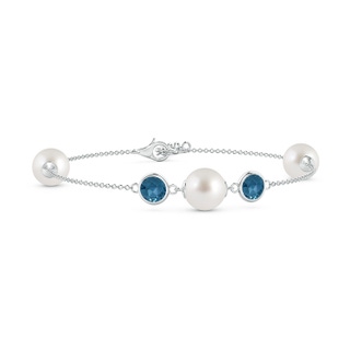 8mm AAA South Sea Pearl and London Blue Topaz Bracelet in White Gold