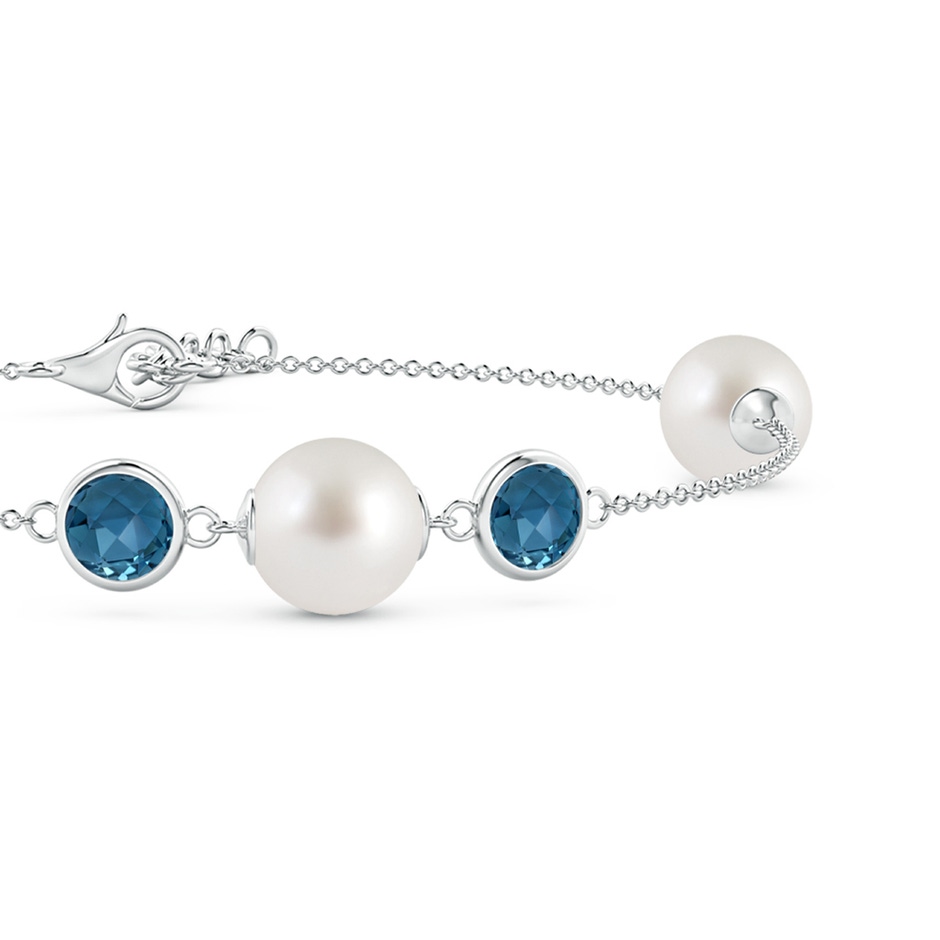 8mm AAA South Sea Pearl and London Blue Topaz Bracelet in White Gold side 1