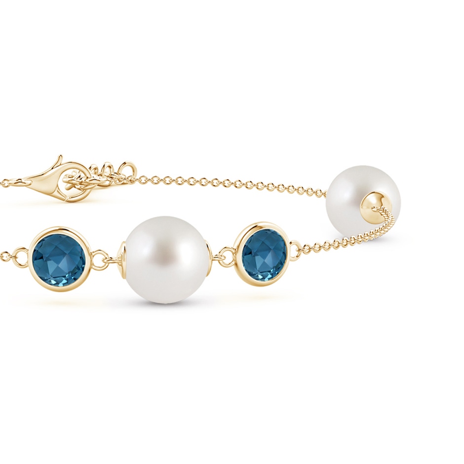 8mm AAA South Sea Pearl and London Blue Topaz Bracelet in Yellow Gold side 1