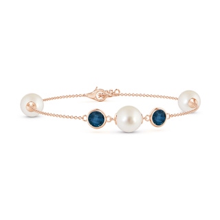 8mm AAAA South Sea Pearl and London Blue Topaz Bracelet in Rose Gold