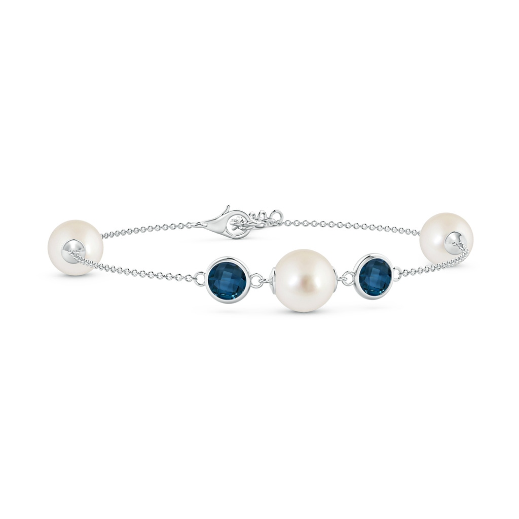 8mm AAAA South Sea Pearl and London Blue Topaz Bracelet in White Gold