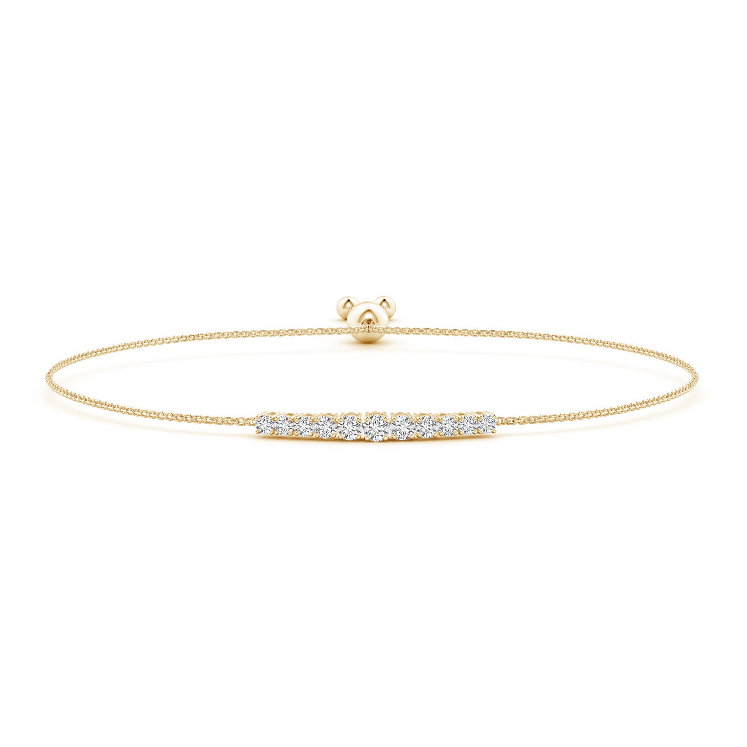 2.7mm HSI2 Graduated Round Diamond Bolo Style Bracelet in Yellow Gold