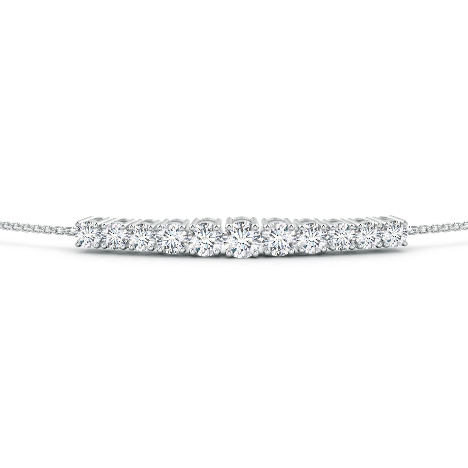 3.4mm GVS2 Graduated Round Diamond Bolo Style Bracelet in White Gold
