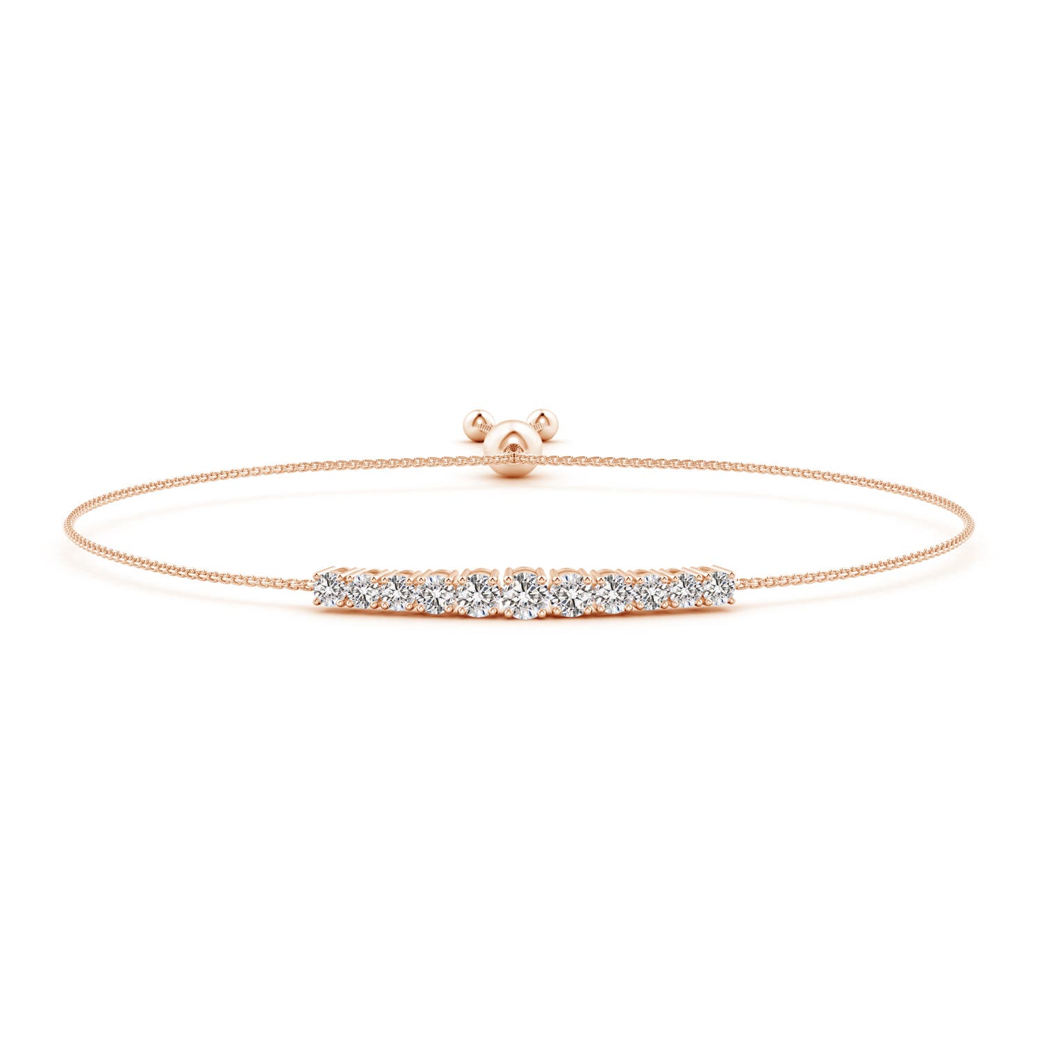3.4mm IJI1I2 Graduated Round Diamond Bolo Style Bracelet in Rose Gold