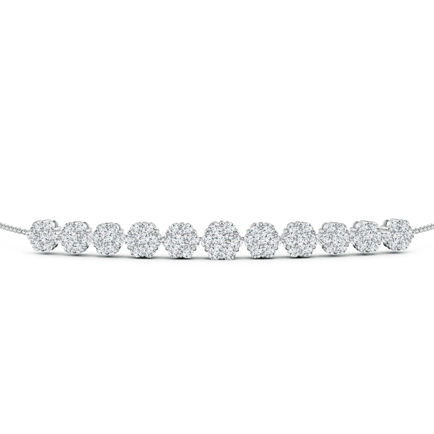 2.4mm GVS2 Pressure-Set Round Diamond Bolo Style Bracelet in White Gold - side 1