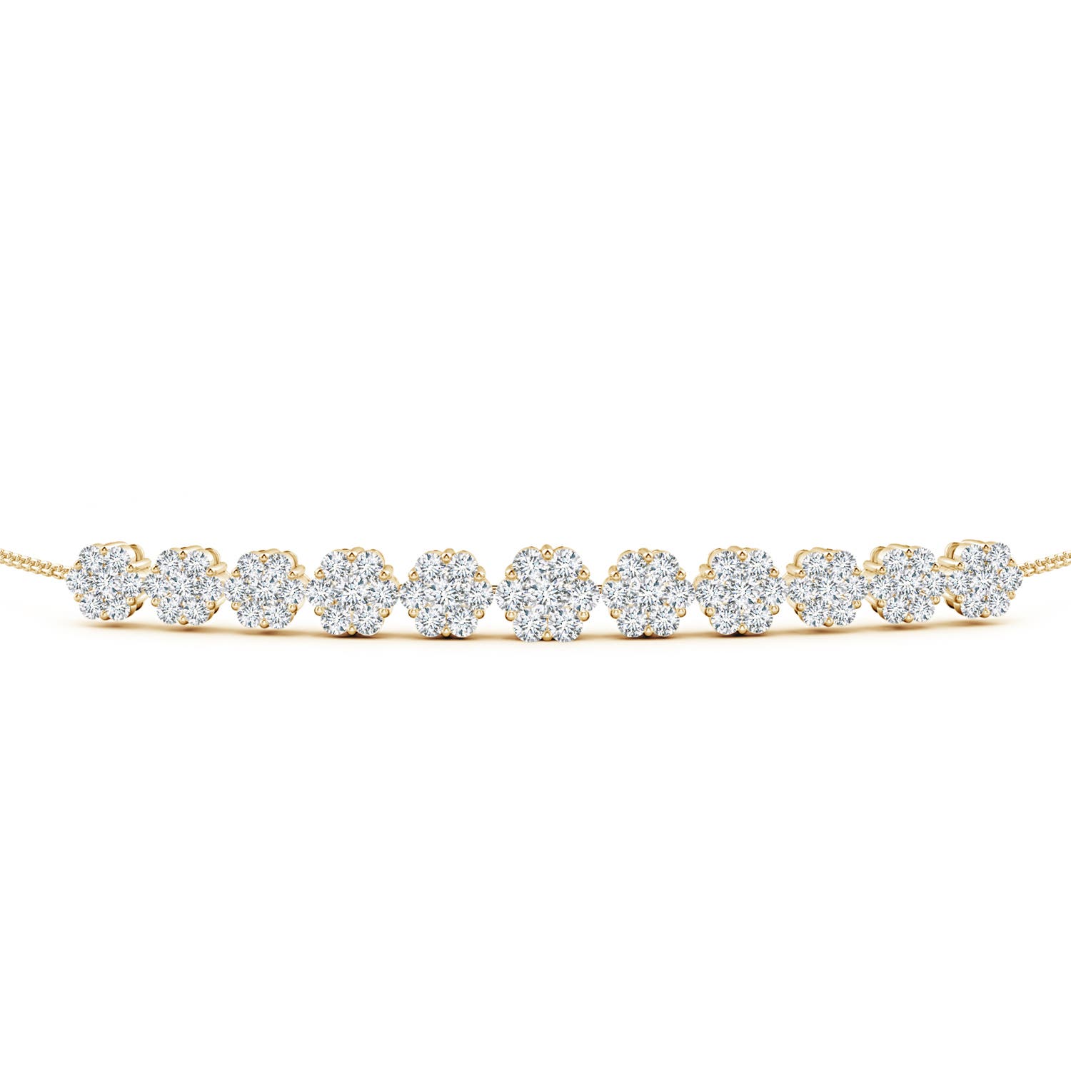 2.4mm GVS2 Pressure-Set Round Diamond Bolo Style Bracelet in Yellow Gold