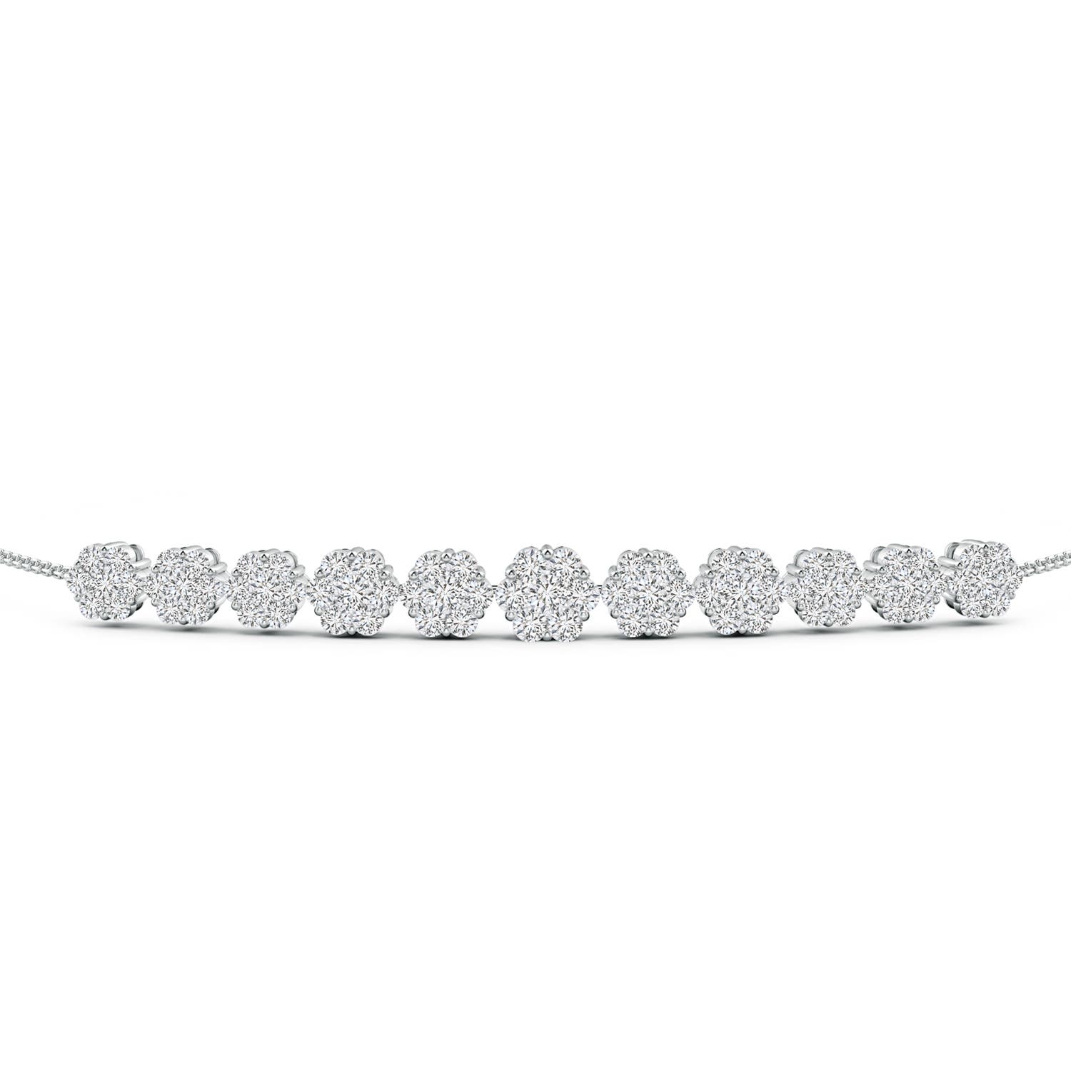 2.4mm HSI2 Pressure-Set Round Diamond Bolo Style Bracelet in White Gold - side 1