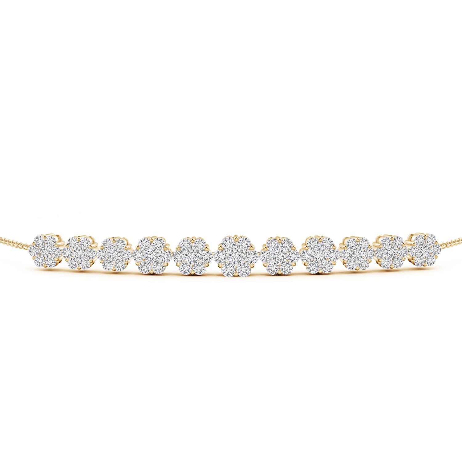 2.4mm HSI2 Pressure-Set Round Diamond Bolo Style Bracelet in Yellow Gold