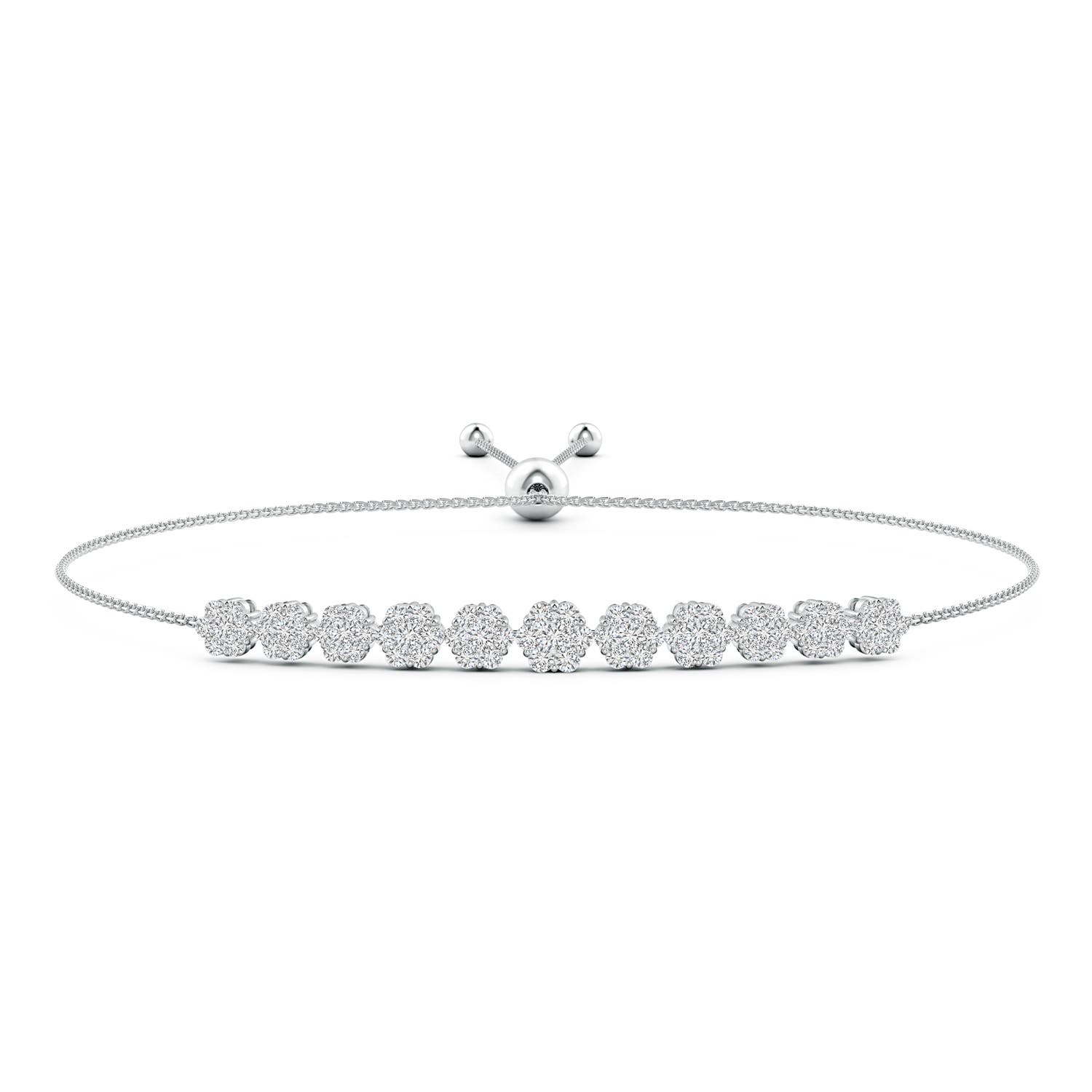 2mm HSI2 Pressure-Set Round Diamond Bolo Style Bracelet in White Gold