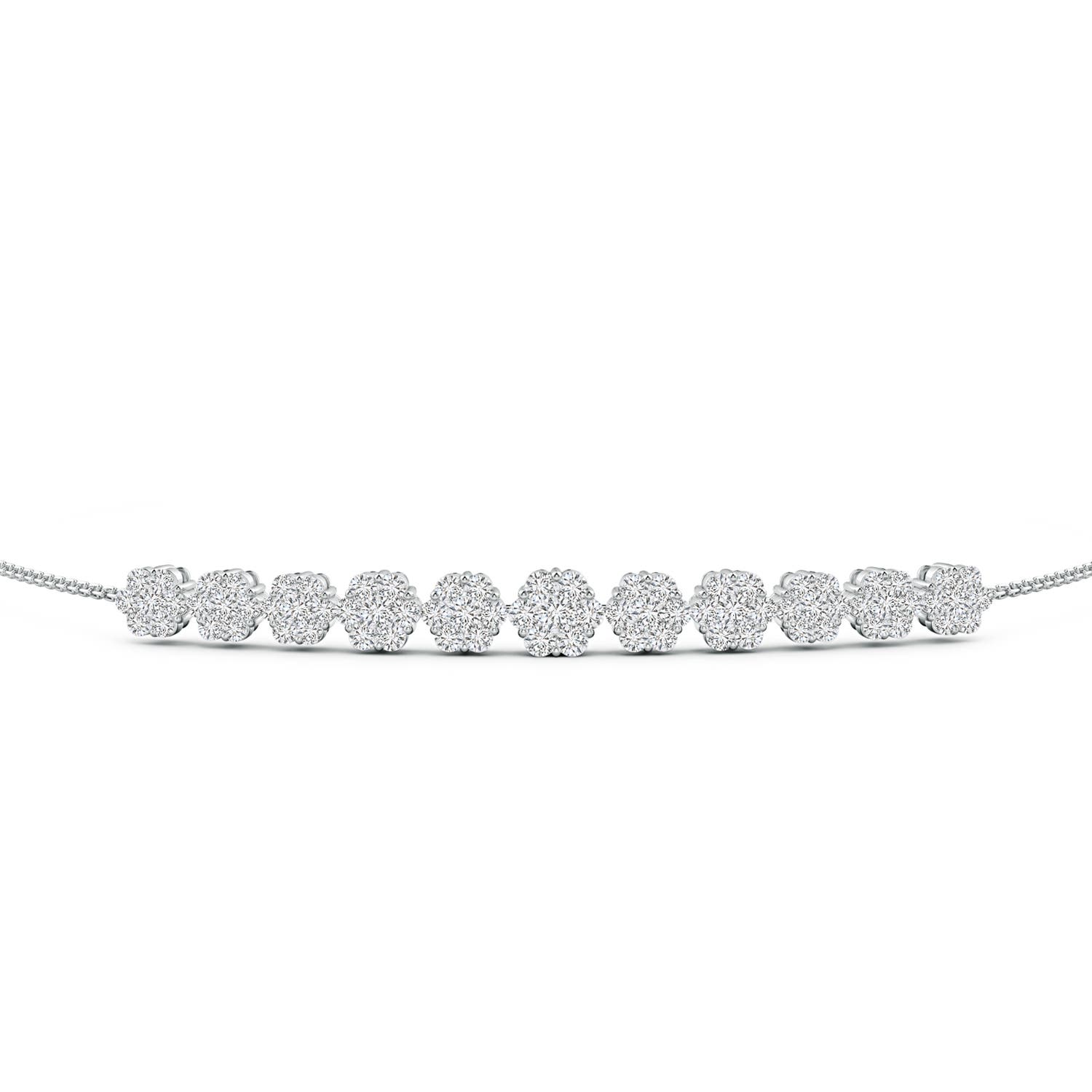 2mm HSI2 Pressure-Set Round Diamond Bolo Style Bracelet in White Gold