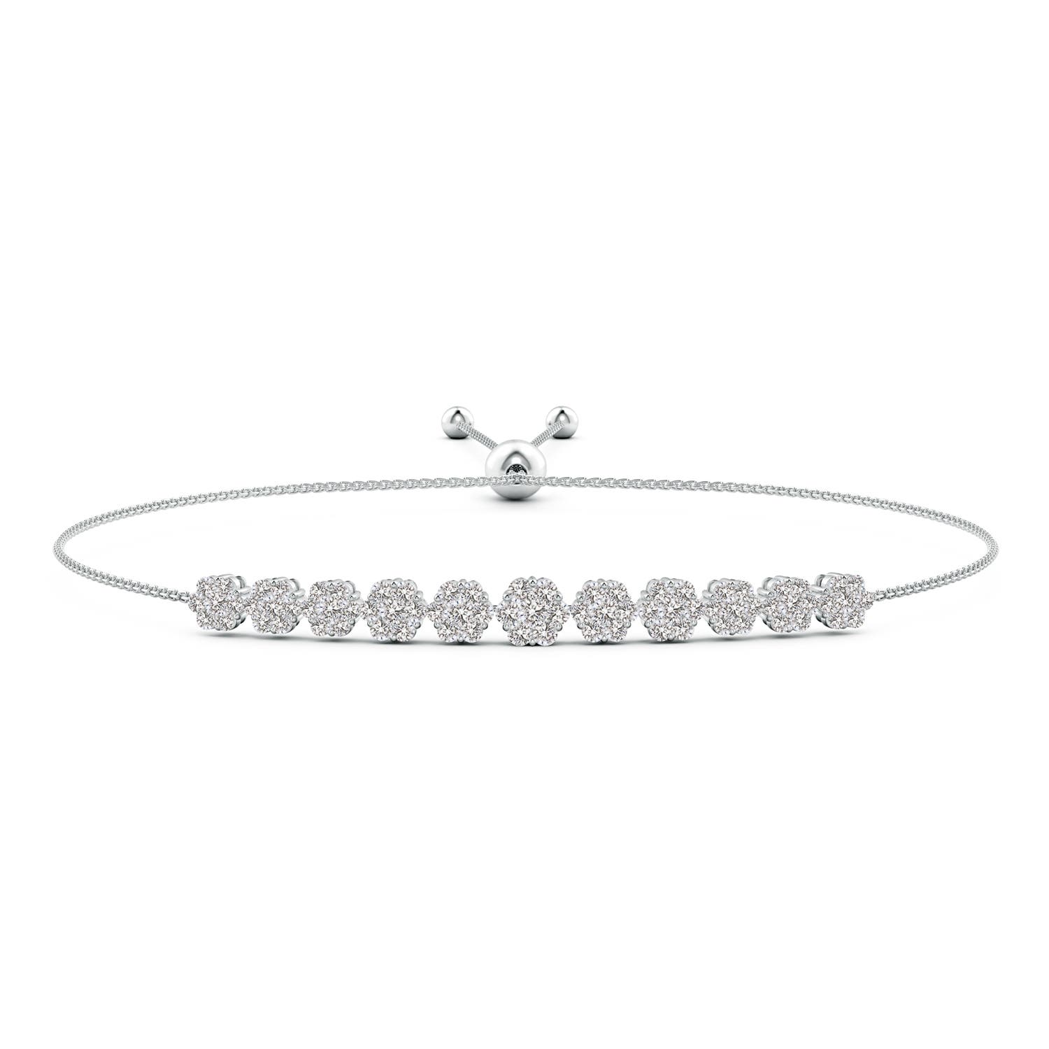 2mm IJI1I2 Pressure-Set Round Diamond Bolo Style Bracelet in White Gold