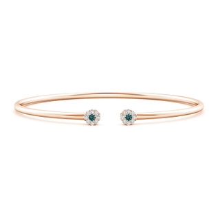 2.1mm AA Blue and White Diamond Open Flex Floral Bangle in Rose Gold