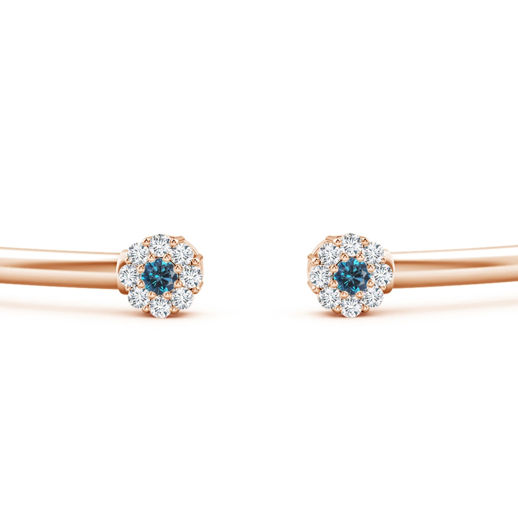 2.1mm AAA Enhanced Blue and White Diamond Open Flex Floral Bangle in Rose Gold - side 199