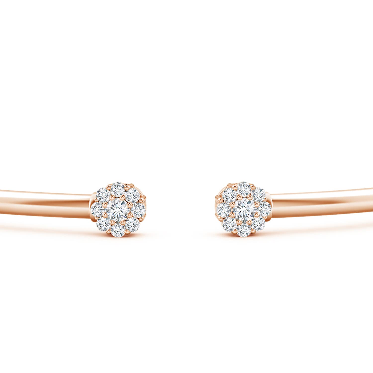 2.1mm GVS2 Diamond Open Flex Floral Bangle in Rose Gold