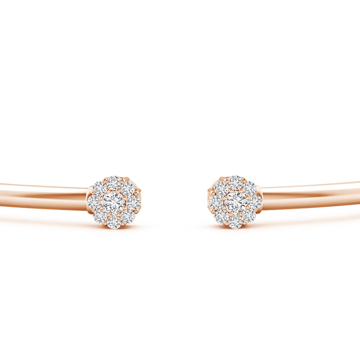 2.1mm HSI2 Diamond Open Flex Floral Bangle in Rose Gold