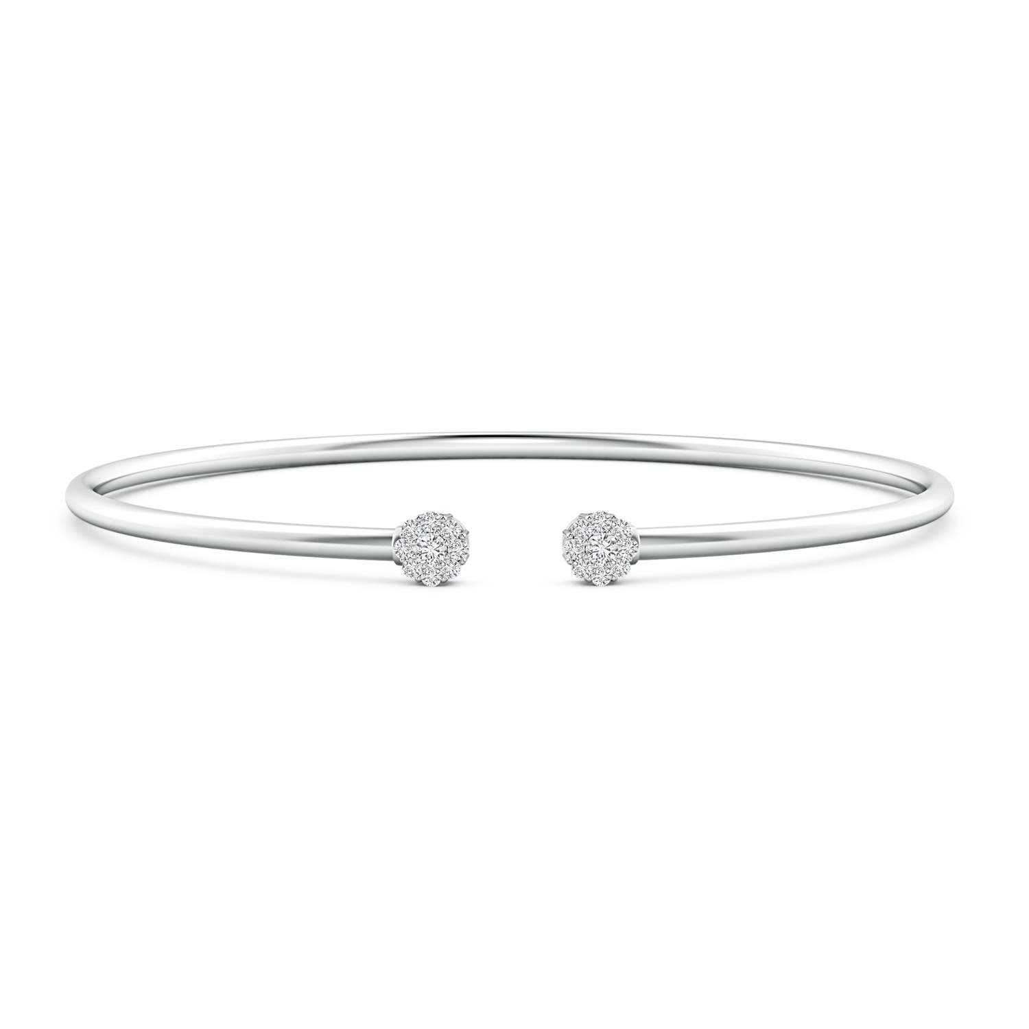 2.1mm HSI2 Diamond Open Flex Floral Bangle in White Gold