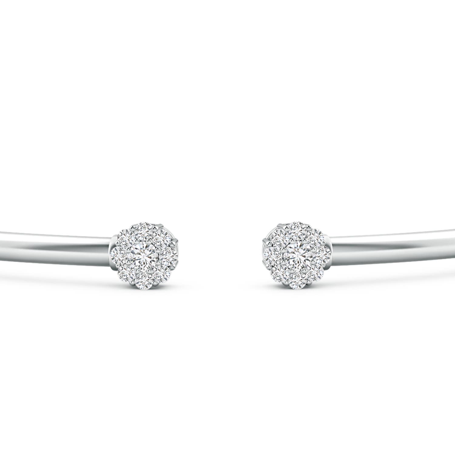 2.1mm HSI2 Diamond Open Flex Floral Bangle in White Gold