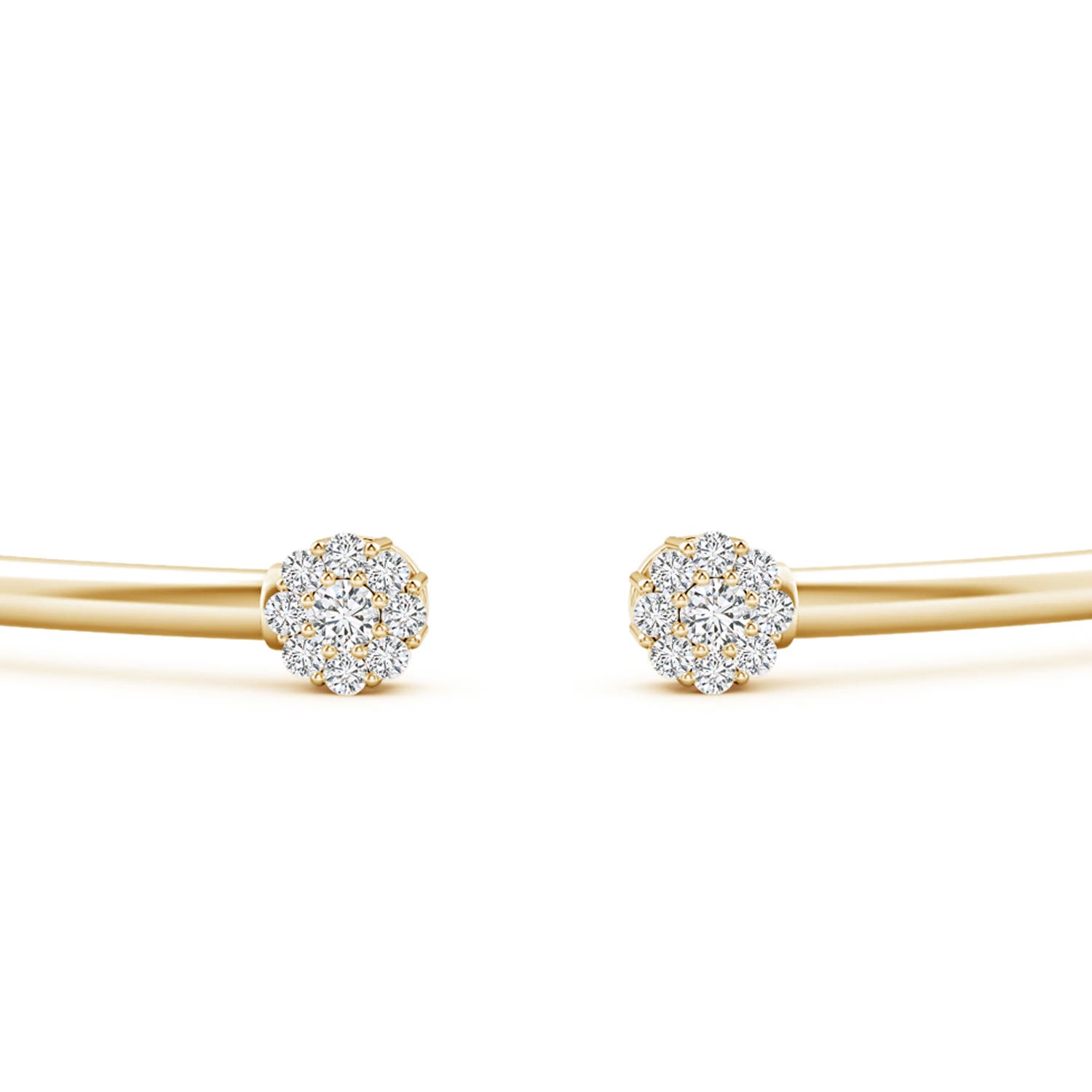 2.1mm HSI2 Diamond Open Flex Floral Bangle in Yellow Gold