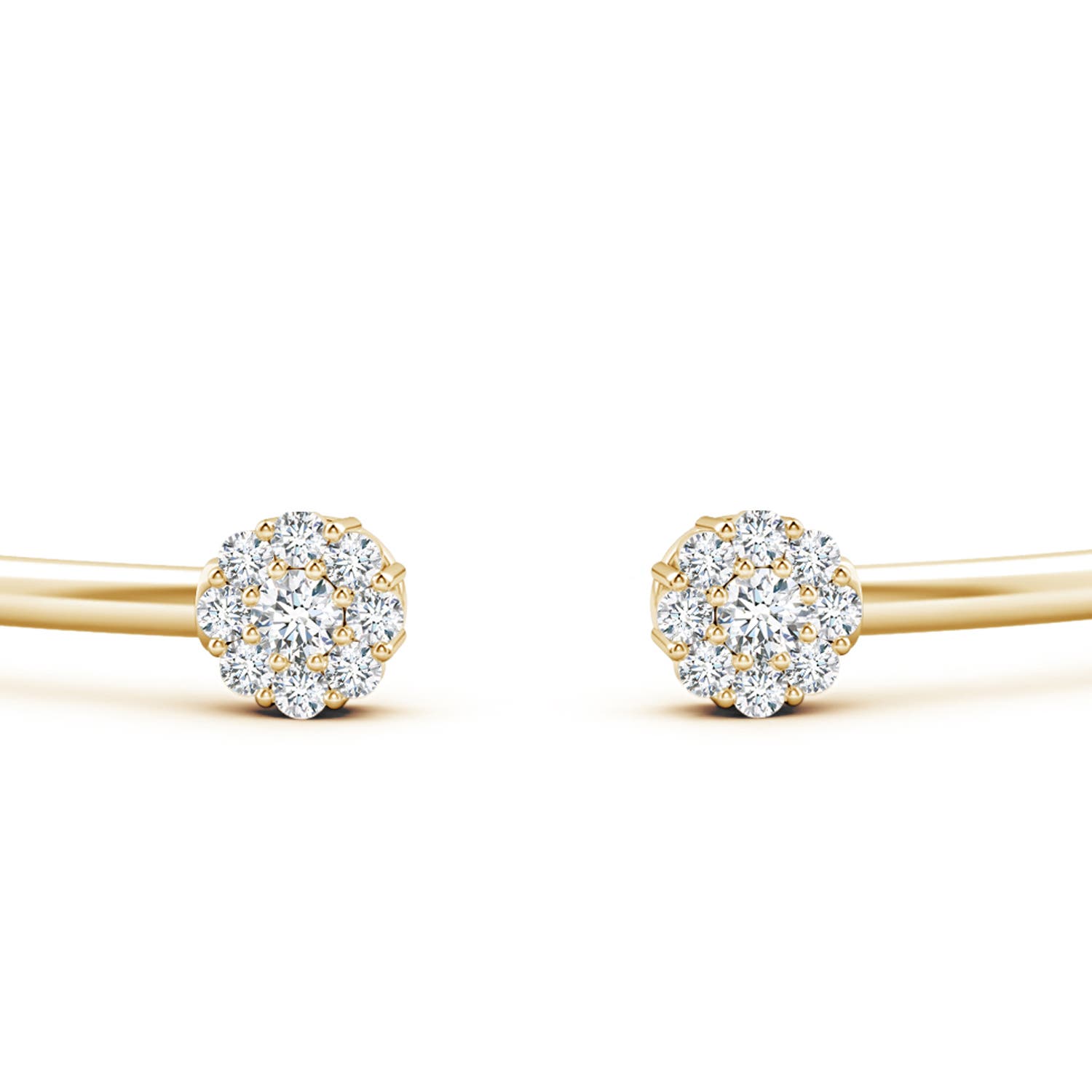 2.7mm GVS2 Diamond Open Flex Floral Bangle in Yellow Gold - side 1