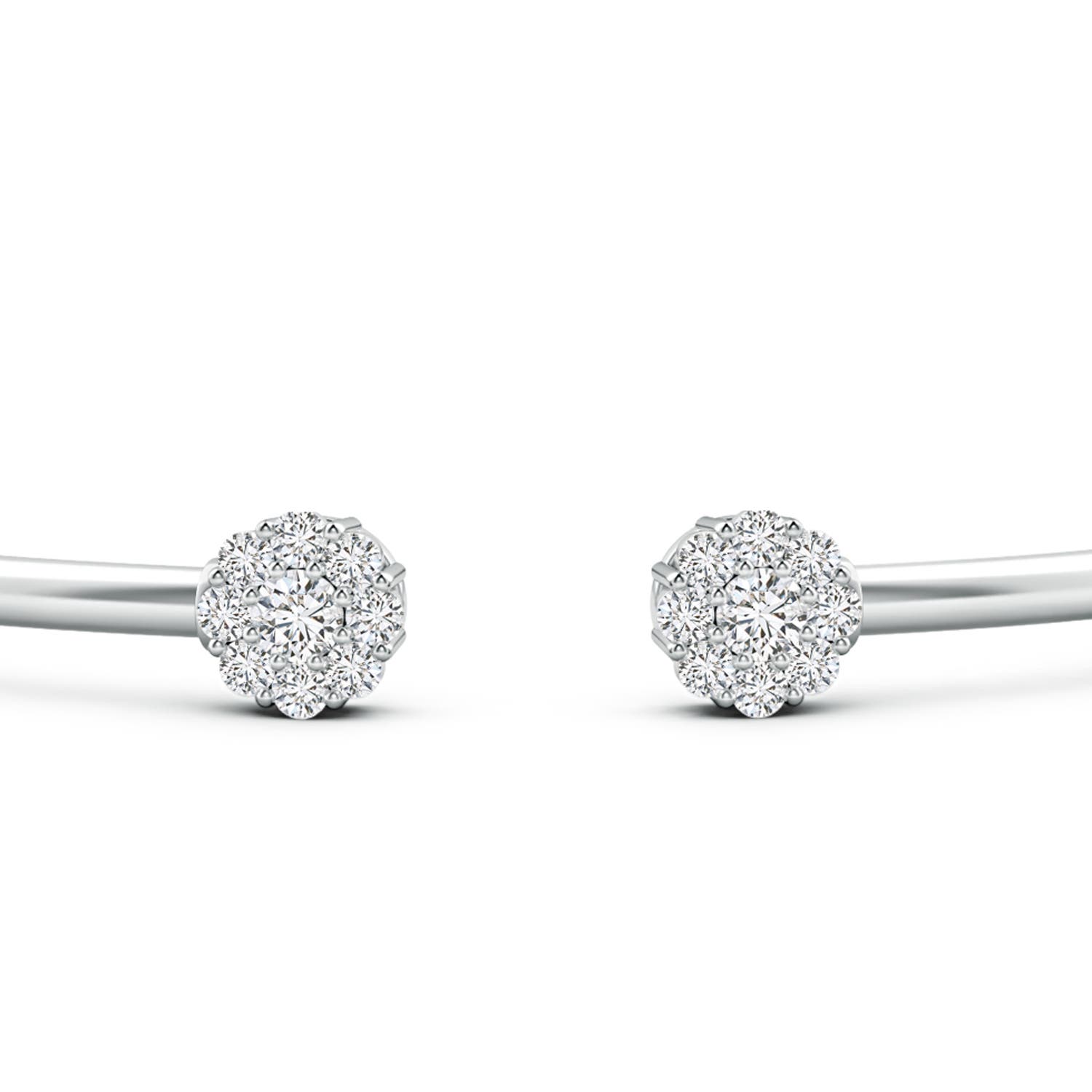 2.7mm HSI2 Diamond Open Flex Floral Bangle in White Gold