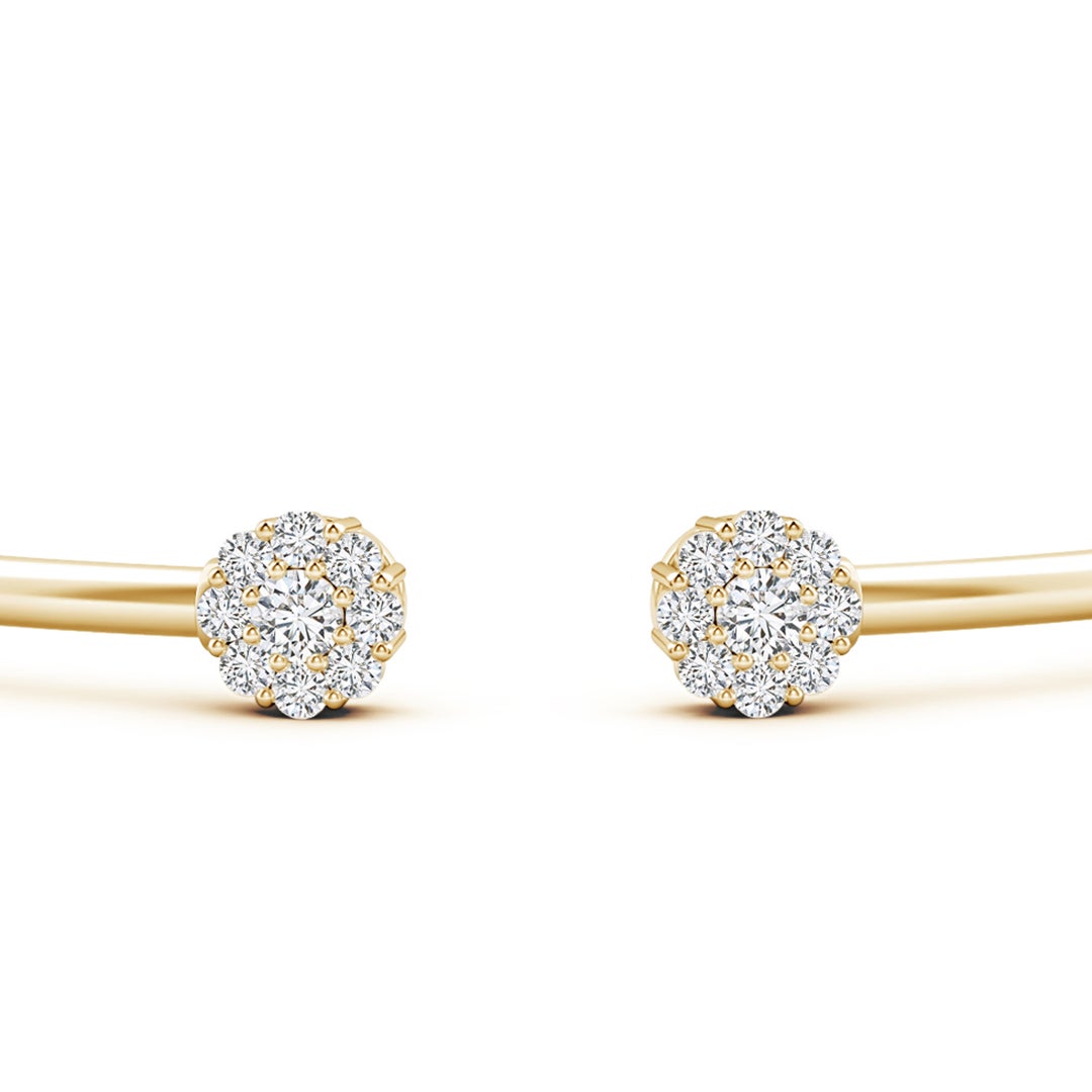 2.7mm HSI2 Diamond Open Flex Floral Bangle in Yellow Gold - side 1