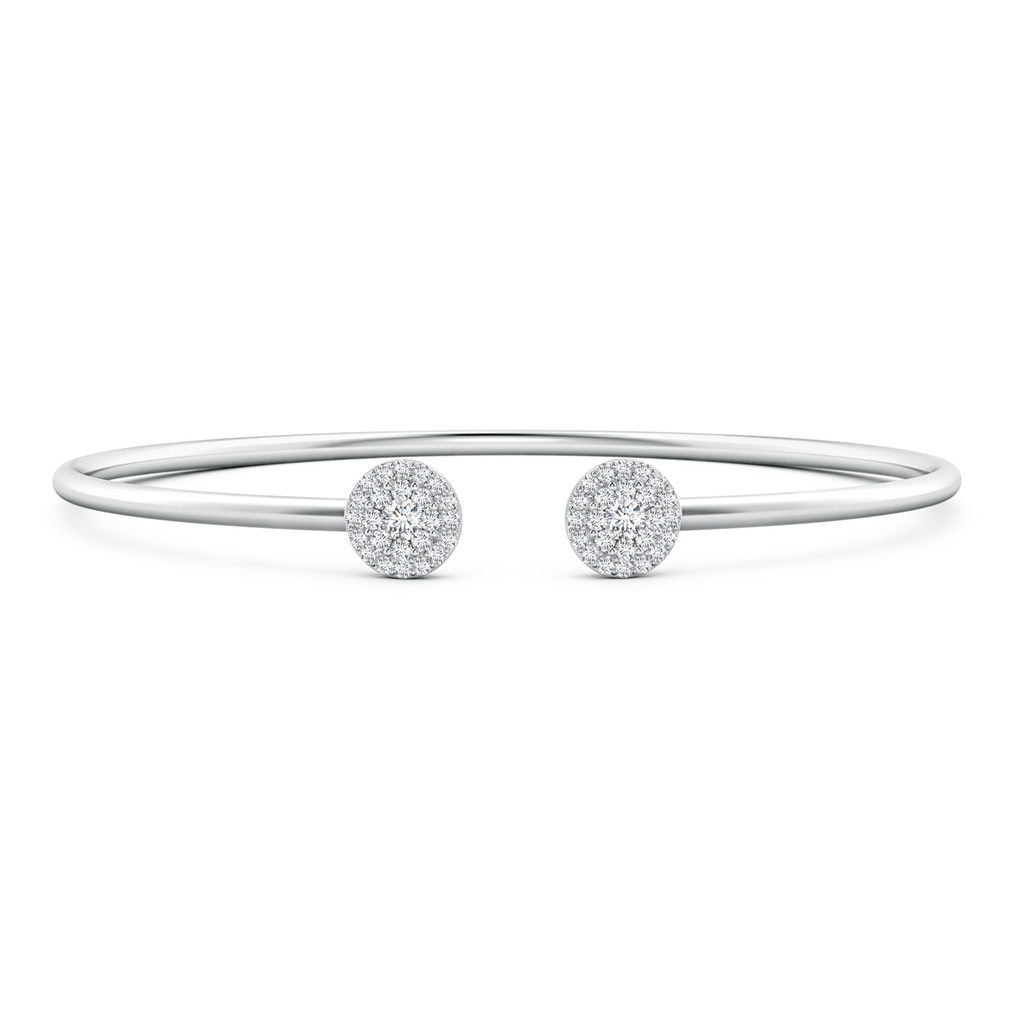 2.7mm GVS2 Pressure-Set Diamond Halo Cluster Open Flex Bangle in White Gold