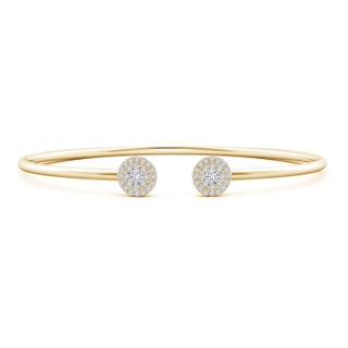 2.7mm HSI2 Pressure-Set Diamond Halo Clustre Open Flex Bangle in Yellow Gold