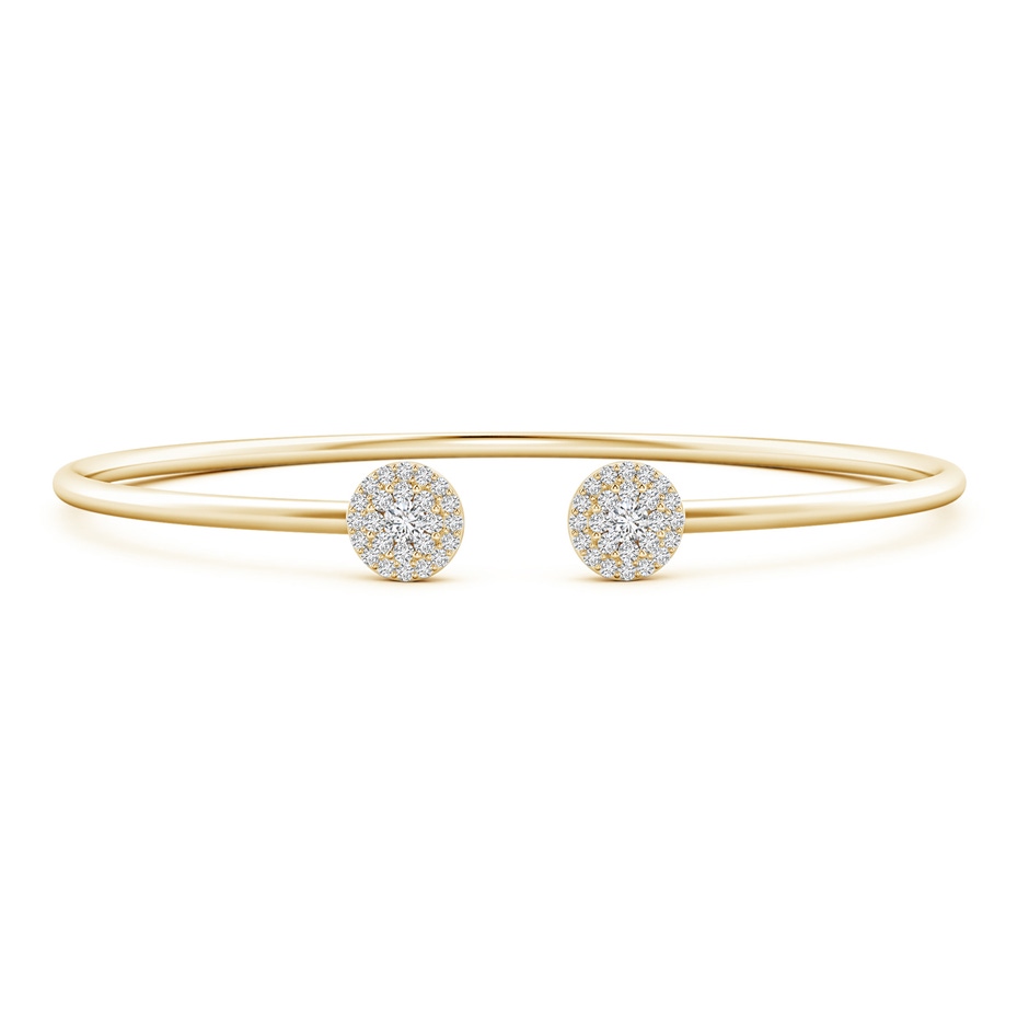 2.7mm HSI2 Pressure-Set Diamond Halo Cluster Open Flex Bangle in Yellow Gold 