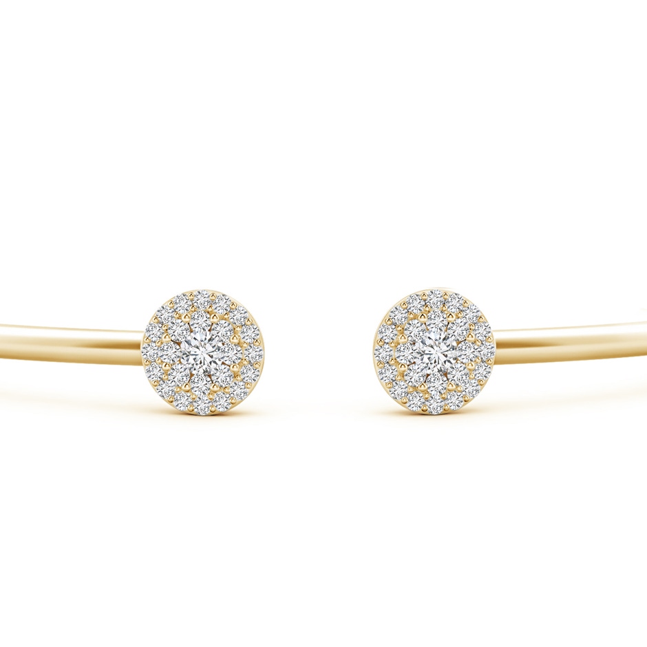 2.7mm HSI2 Pressure-Set Diamond Halo Cluster Open Flex Bangle in Yellow Gold side 1