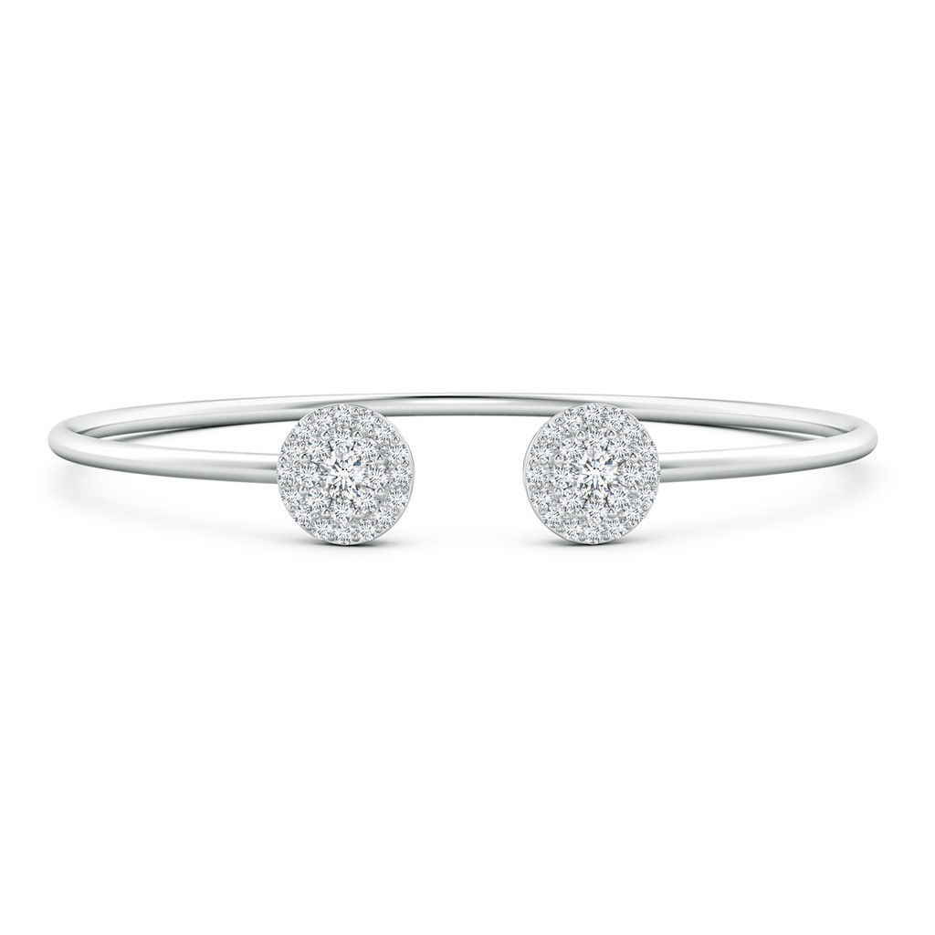 3.5mm GVS2 Pressure-Set Diamond Halo Cluster Open Flex Bangle in White Gold