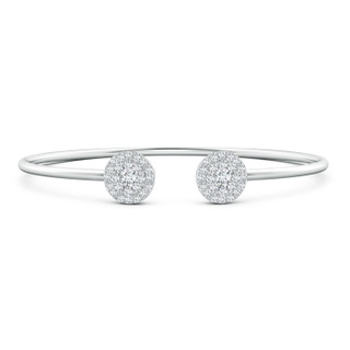 3.5mm GVS2 Pressure-Set Diamond Halo Clustre Open Flex Bangle in White Gold