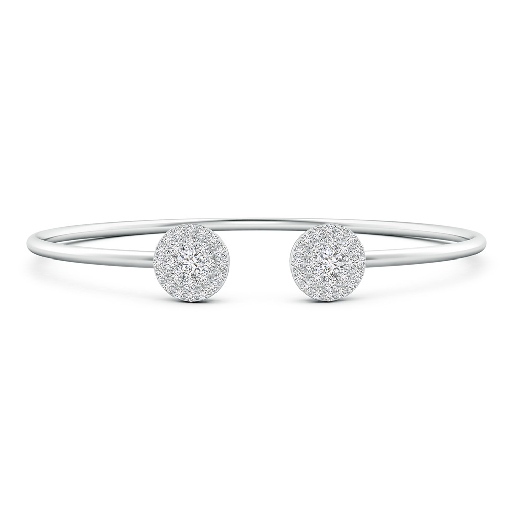 3.5mm HSI2 Pressure-Set Diamond Halo Cluster Open Flex Bangle in White Gold